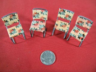 Vintage Dollhouse Miniature Furniture Mcm Metal Dining Chairs Bruer Style