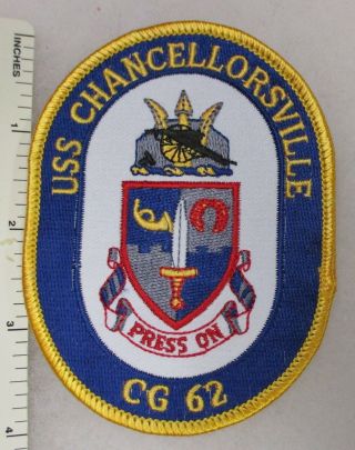 Us Navy Uss Chancellorsville Cg - 62 Ship Patch 4 Inch Vintage