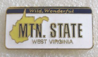 Wild,  Wonderful West Virginia - Mountain State Travel Souvenir License Plate Pin