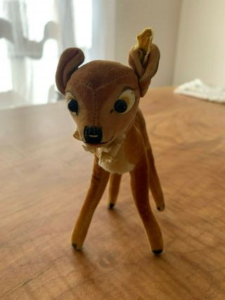 Vintage Steiff Baby Deer Toy - 6 " Tall With Tag And Raised Text Button