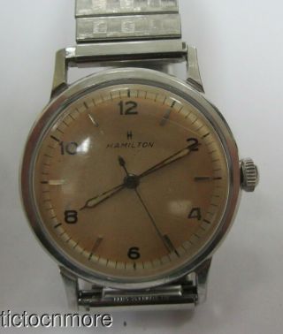 Vintage Post Wwii Hamilton Military Dial Mechanical Watch Mens 31.  75mm