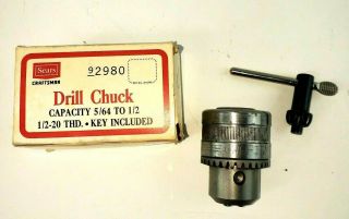Vintage Craftsman Drill Chuck 9 - 2980 W/ Key & Box 5/64 " 1/2 "