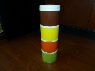 Vintage Tupperware Stacking Spice Shaker Set Of (4) In Harvest Colors 1308