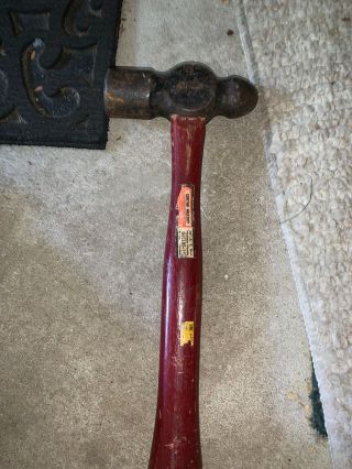 Vintage 48 Oz Plumb Ball Peen Hammer 14 " Hickory