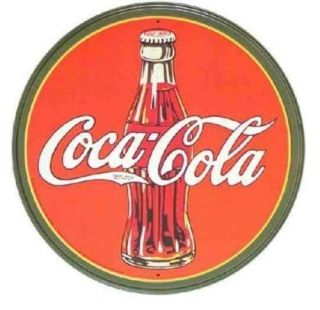 Coca - Cola 12 " Round Bottle Metal Sign Retro Vintage Man Cave Bar Garage