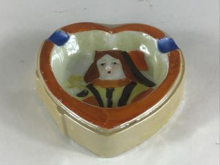 Vintage Figural Lusterware Queen Of Hearts Ashtray / Trinket Dish Made In Japan