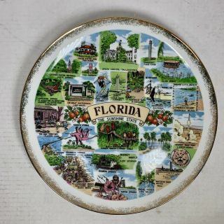 Florida The Sunshine State Souvenir Plate - Disney World & Landmarks