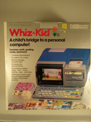 Vtech Whiz Kid In Big Box With Cartridges,  Cards,  And Instructions Vintage 1984