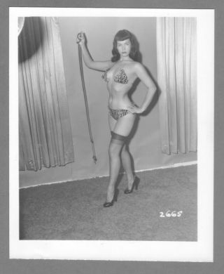 Bettie Betty Page 1950`s Vintage Fiber Base,  Silver Gelatin 4x5 Photo.