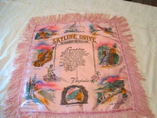 Vintage Skyline Drive Va Silk Satin Pillow Case Souvenir Shenandoah Natl Park