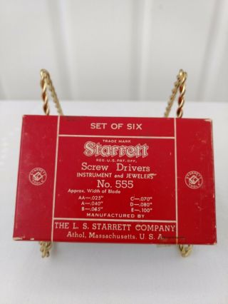 Vintage Starrett No.  555 - Instrument /jewelers Screw Drivers Set Of 6 Box