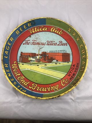 Vintage Advertising Utica Club Beer Tray West End Brewing Utica York