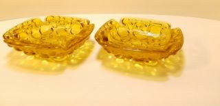 Vintage Mid Century Amber Glass Bubble Ashtrays (pair)