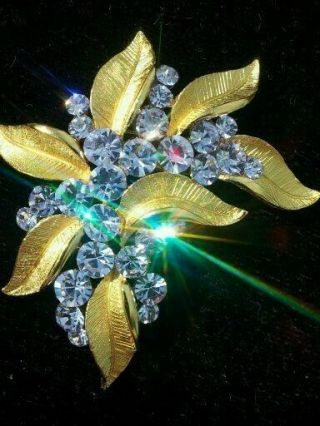 Vtg Phenomenal Signed Crown Trifari Brooch W Massive Sparkle Alexandrite R/s