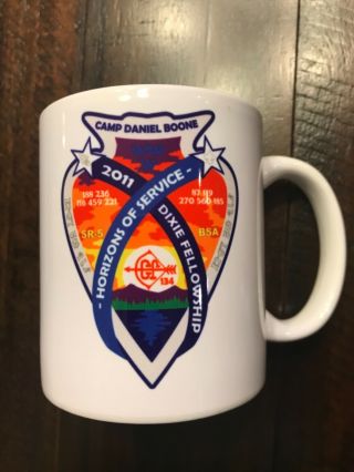 Vintage Boy Scout Bsa Coffee Cup Mug 2011 Dixie Fellowship Camp Daniel Boone