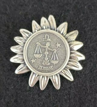 Vintage Sterling Silver Signed Beau Libra Sun Brooch Pin