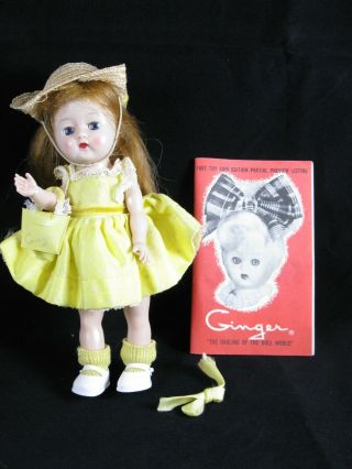 Vintage 8 " Cosmopolitan Ginger Doll With Outfit,  Bonnet/hat,  Shoes,  Purse,  Dress