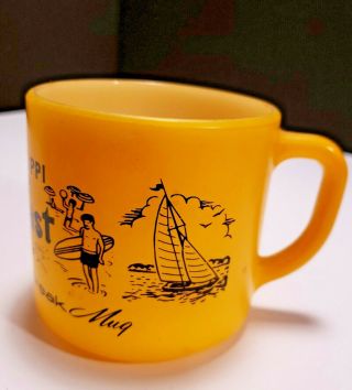 Vintage Federal Glass Coffee Mug Cup Yellow Mississippi Gulf Coast Souvenir 2