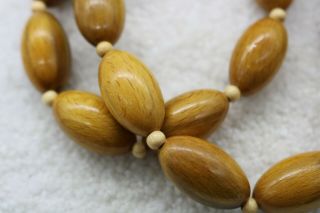 CHUNKY LARGE WOOD BEAD VINTAGE NECKLACE JEWELRY 26 