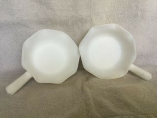 Vintage Pair 2 Two Milk Glass Soup Bowl With Handle Grape Design