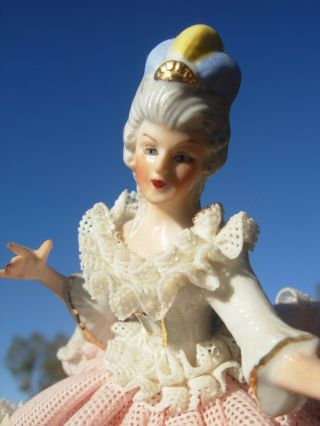 Dresden Lace Figurine Victorian Woman German Germany Vintage Old