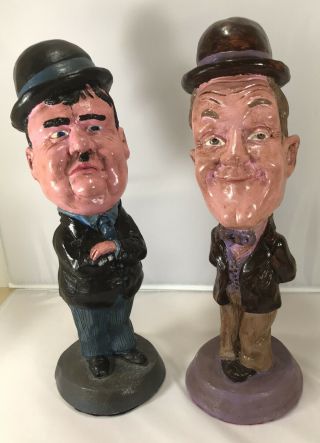 Vintage Laurel & Hardy Chalkware Figurines 16 " Tall