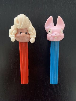 Vintage Pez Girl And Bunny Dispensers - No Feet