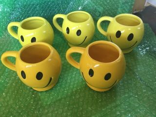 Vintage Mccoy Yellow Smiley Face Smile Happy Coffee Mugs