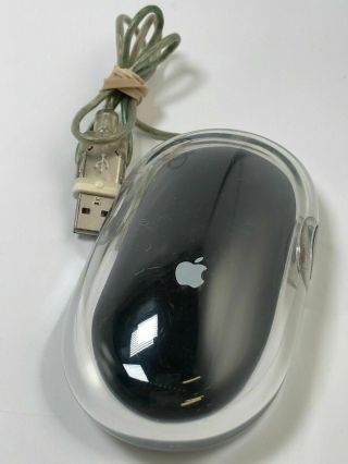 Vintage Apple Pro Mac 1899 Black / Clear Pro Mouse Usb Wired