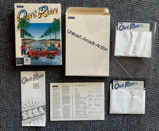 1987 Vintage Sega Out Run For Ibm Pc Tandy On 5.  25 Inch Disks Complete