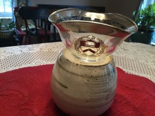 Vintage Princeton University Crystal Glass Bowl Silver Rim Dish 2