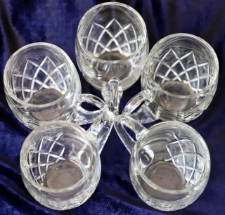 5 Vintage Retro Diamond Cut Crystal Mugs Glasses 9.  5cm High 260ml