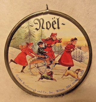 Vintage Noel Scarborough Glass Pewter Christmas Ornament W Germany Children Dog