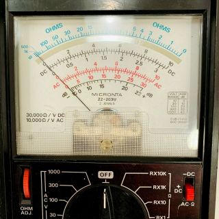 Vintage Micronta 22 - 203U Radio Shack Tandy 27 - Range Multimeter w/ Leads 3