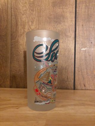 Catstudio Seattle Frosted Drinking Glass Souvenir Tumbler Colorful Graphic Print