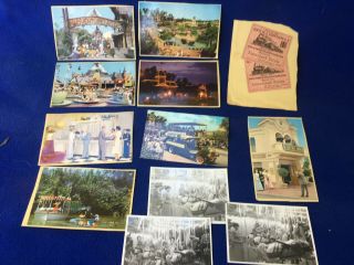 8 Postcards 3 Photos 2 Ticket Stubs Disney Land Merry - Go - Round Santa Fe Railroad