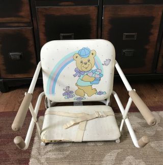 Graco Tot Loc Vintage Clip On Table Top High Chair Portable Teddy Bear Rainbow