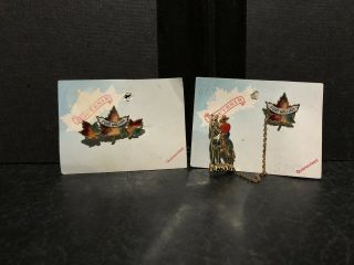 Souvenir Pin - Fort Williams Canada - Maple Leaf Mountie On Horse Set Of 2