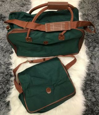 Vtg Polo Ralph Lauren Green Canvas Messenger Bag Weekender Bag Euc