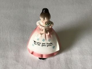 Vintage Pink Prayer Lady Dinner Bell Adriane Japan Label E - 2825