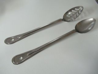 Vintage Vollrath Serving Spoons Stainless Steel Slotted And Solid 15 "