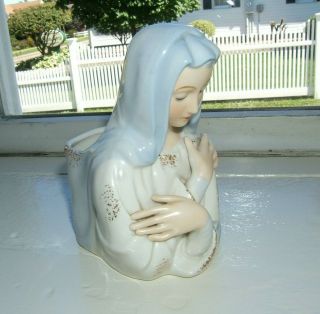 Vintage Madonna Planter Porcelain Praying Virgin Mary Vase Catholic 4155