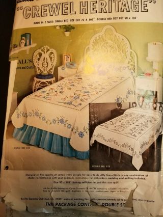 Vintage Bucilla Cross Stitch Quilt Kit Double Bed Crewel Heritage 90 X 103 "