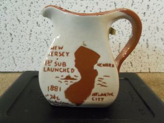 Vintage Red Clay Jersey Turnpike Souvenir Pitcher 3 - 1/2 " Tall L@@k