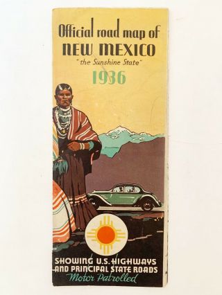 Vintage 1936 Official Road Map Of Mexico The Sunshine State