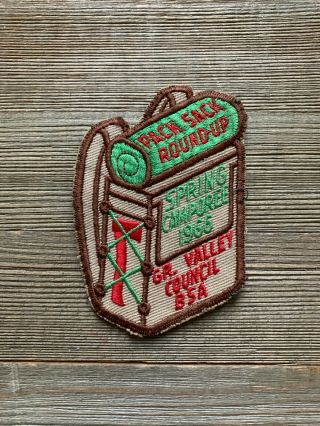 Vintage Bsa Boy Scouts Patch 1966 Pack Sack Round Up Camporee Grand Valley Mi
