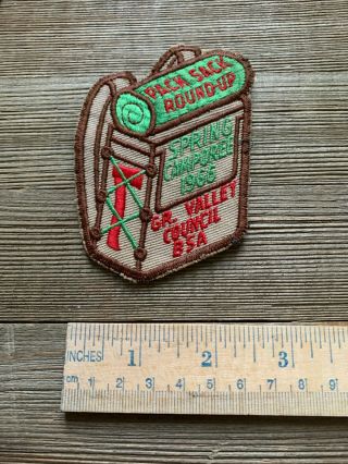 Vintage BSA Boy Scouts Patch 1966 Pack Sack Round Up Camporee Grand Valley MI 2