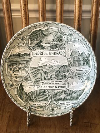 Vintage Souvenir Colorado Plate Green Transfer