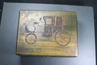 Vintage Men’s/ Kids Jewelry Box Made In Poland Carved Crafted Center