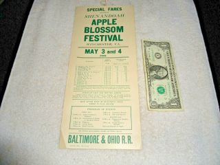 1934 B&o Rr Shenandoah Apple Blossom Festival Winchester,  Va Adv.  Broadside Nos